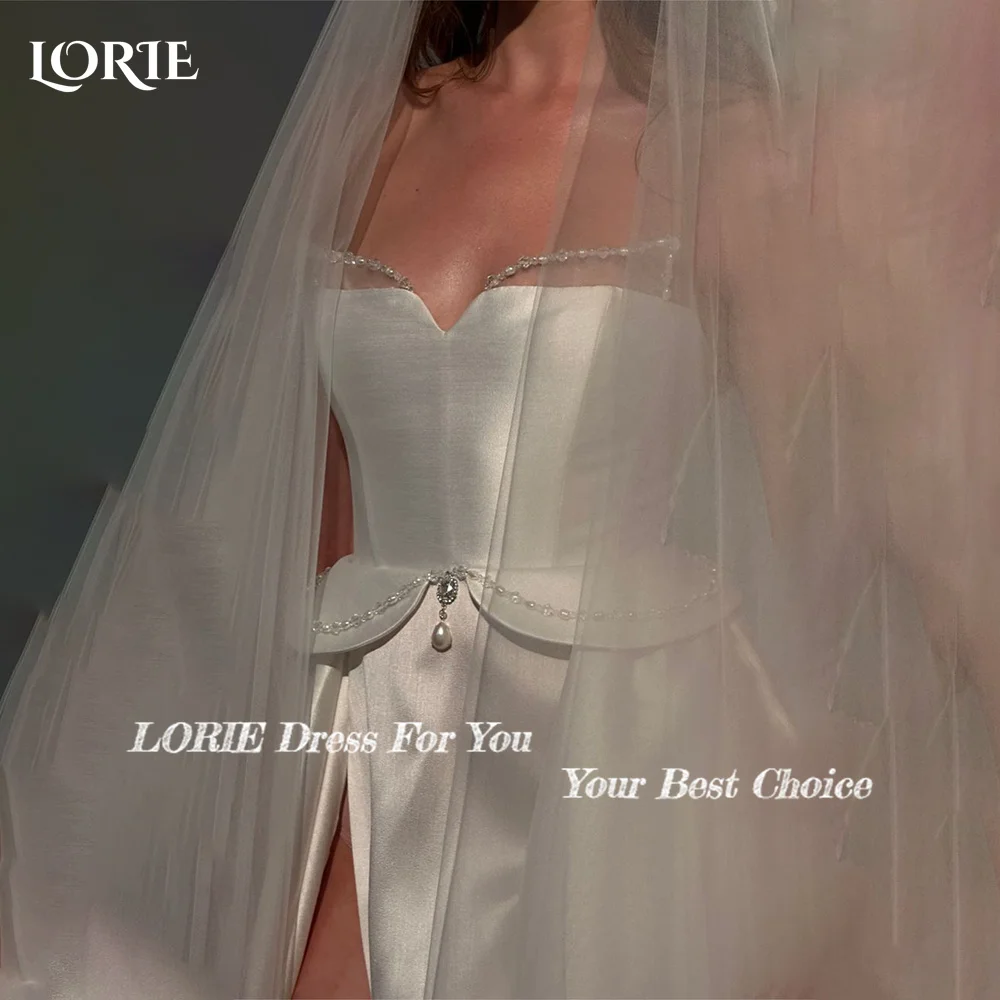 

LORIE Satin Bow Wedding Dresses Arabia A-Line Strapless Appliques Bridal Gown Princess Bride Dress Customized Simple Dress 2025