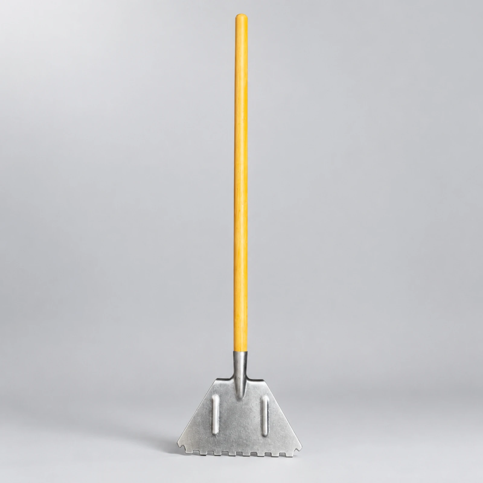 Trapezoidal Ice Shovel Blade with Serrated Edge Reinforcing Ribs and Upper Socket for Compacted Snow Clearing