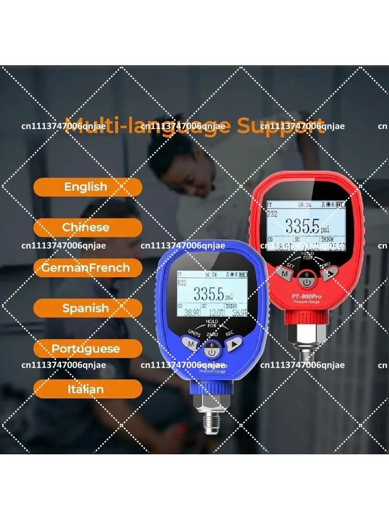 High Accuracy Smart Digital Pressure Gauge Wireless HVAC Refrigeration Manifold Gauge Set for AC Refrigerant