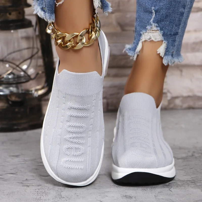 Women's wedge heel thick-soled sports shoes 2024 new casual ladies air cushion running mesh breathable ladies vulcanized shoes