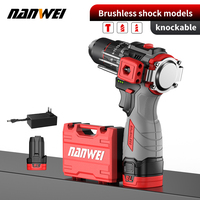 16.8V NANWEI Brushless Cordless Impact Drill 45NM DIY Home Electric Screwdriver Percussion Drill