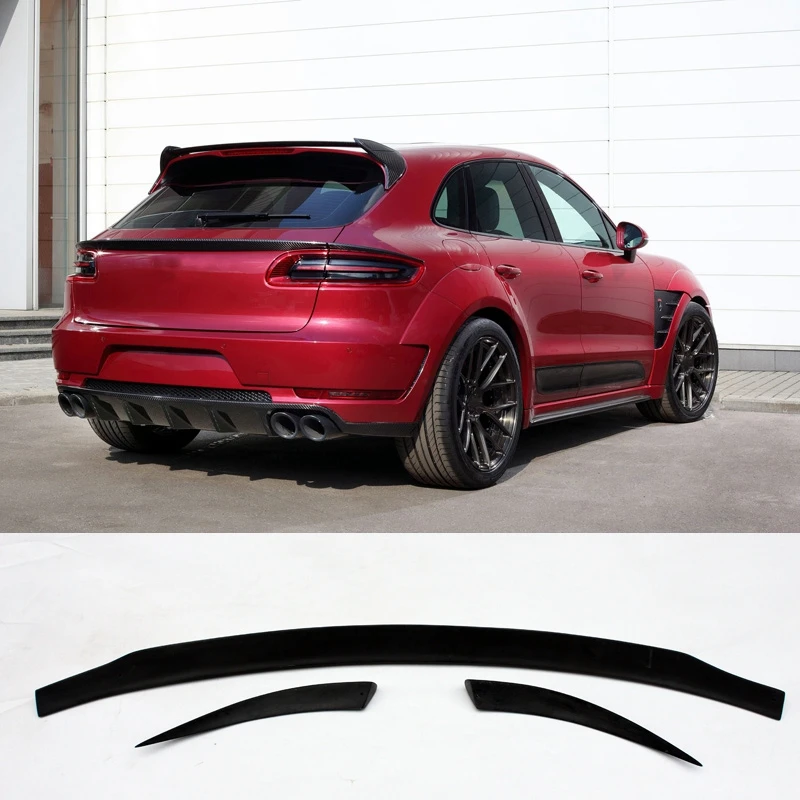 3pcs/set Carbon Fiber Hatchback Rear Middle Spoiler Lip for Porsche Macan 2014 - 2016 Auto Racing Car Spoiler