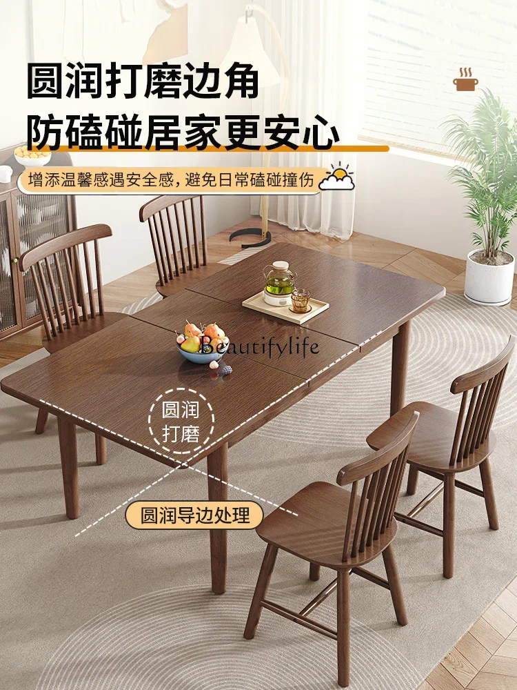 LXSolid table à manger rétractable nouveau chinois moderne simple chêne rectangle