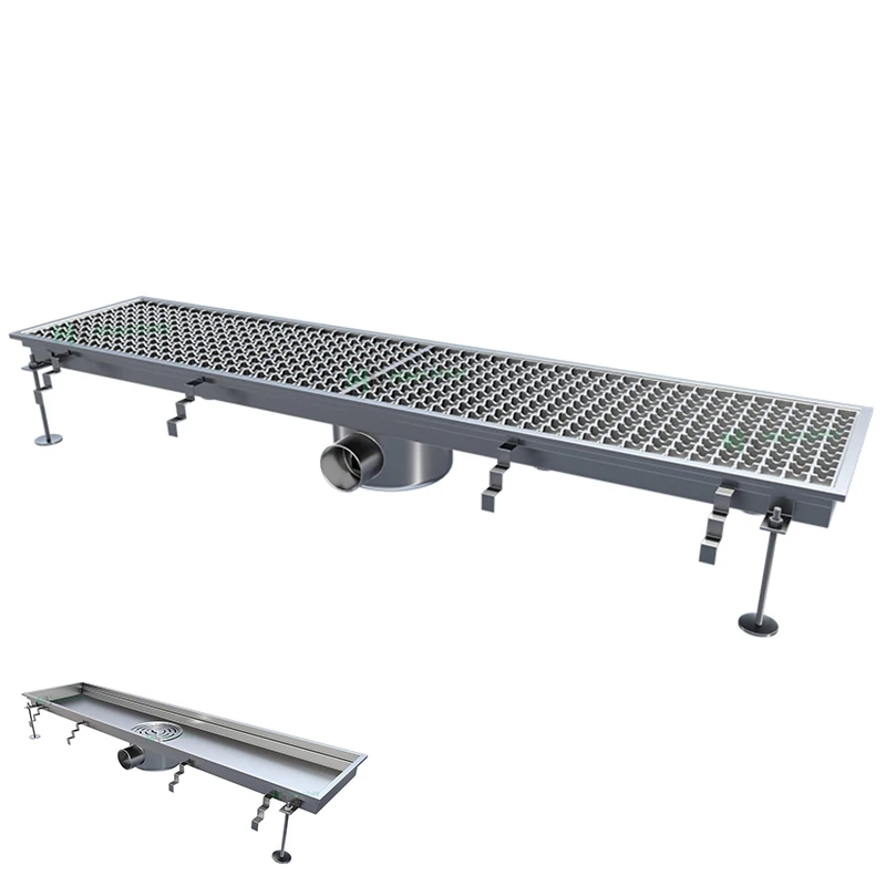 

304 Stainless Steel Hygienic Industrial Floor Drain System Strainer Brushed Surface for Commercial Kitchens Easy Installation
