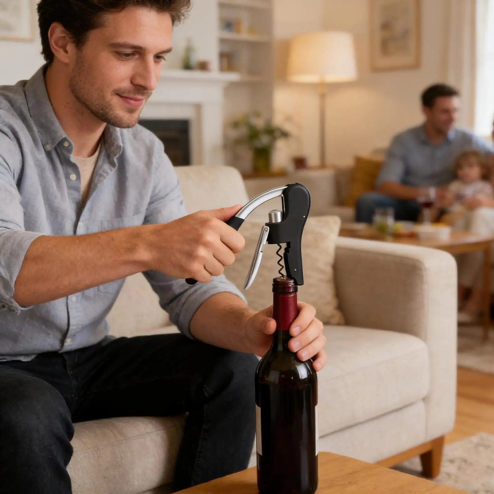 Wine Cork Opener Heavy-Duty Press-Down Wine Opener Handheld Corkscrew For Kitchen Party Family Dinner Apartment RV Elderly