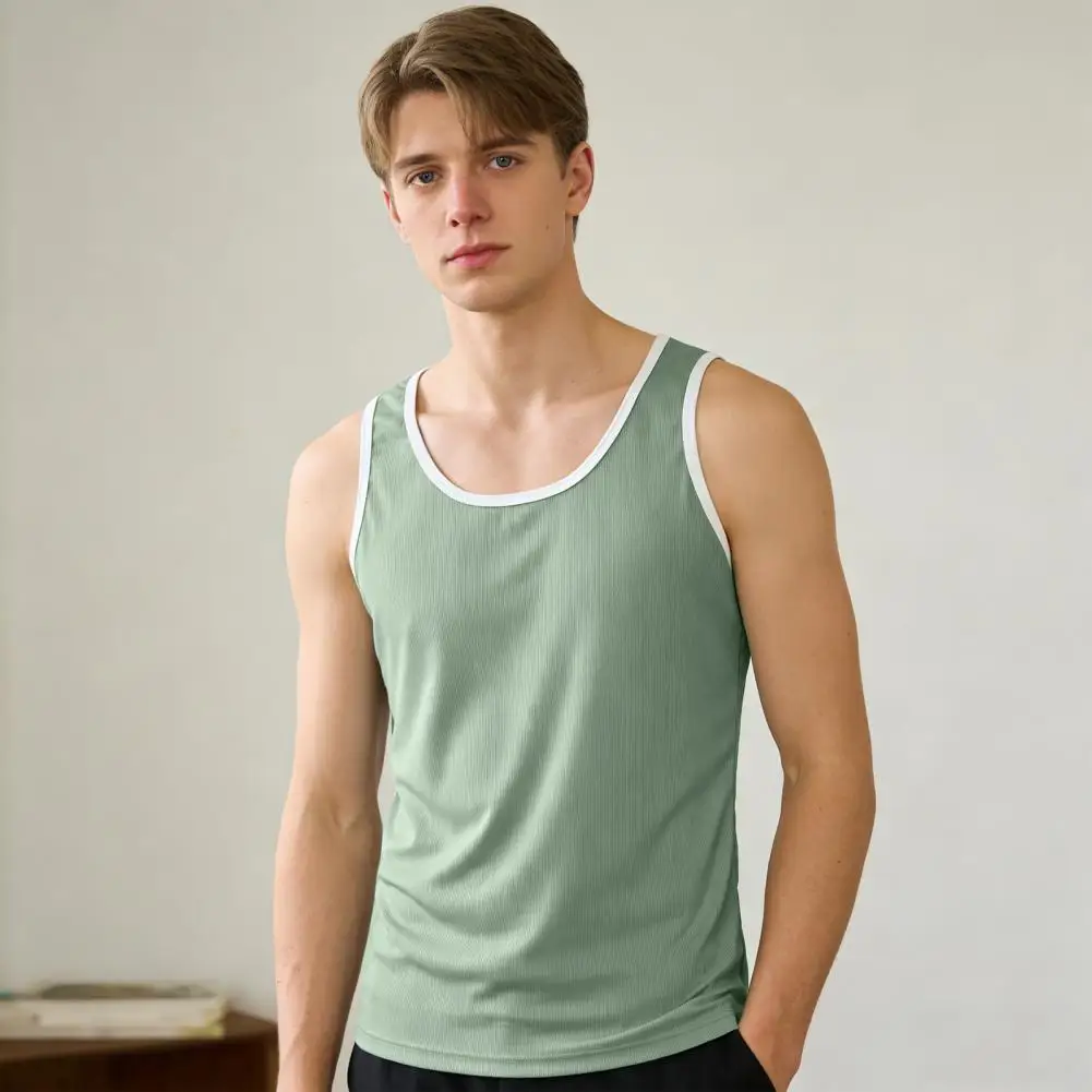 Pajamas Shorts Set Soft Fabric Pajamas Men's Summer Pajamas Set Sleeveless U-neck Vest Elastic Waist Wide Leg Shorts Lightweight