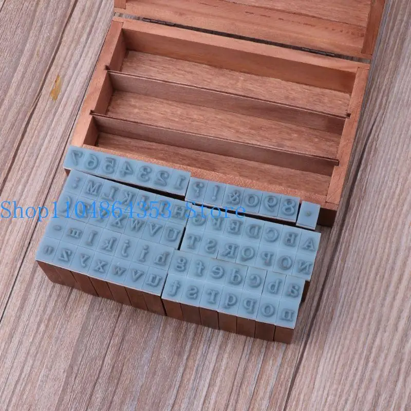 652f 70 pitces/مجموعة DIY رقم الأبجدية طوابع مع مربع خشبي للتدريس من أجل التحرير التحجيم