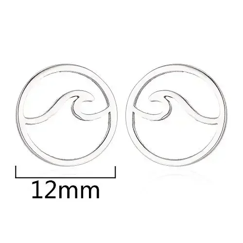 Classic Silver Stainless Steel Ocean Wave Stud Earrings Round Cutout Sea Spray Stud Earring for women Summer Holiday jewelry