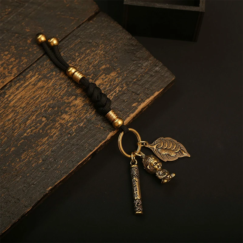 Black Myth Wukong Game Peripheral Keychain Golden Cudgel Brass Copper Cash HD Double-Sided School Bag Luggage Car Pendant