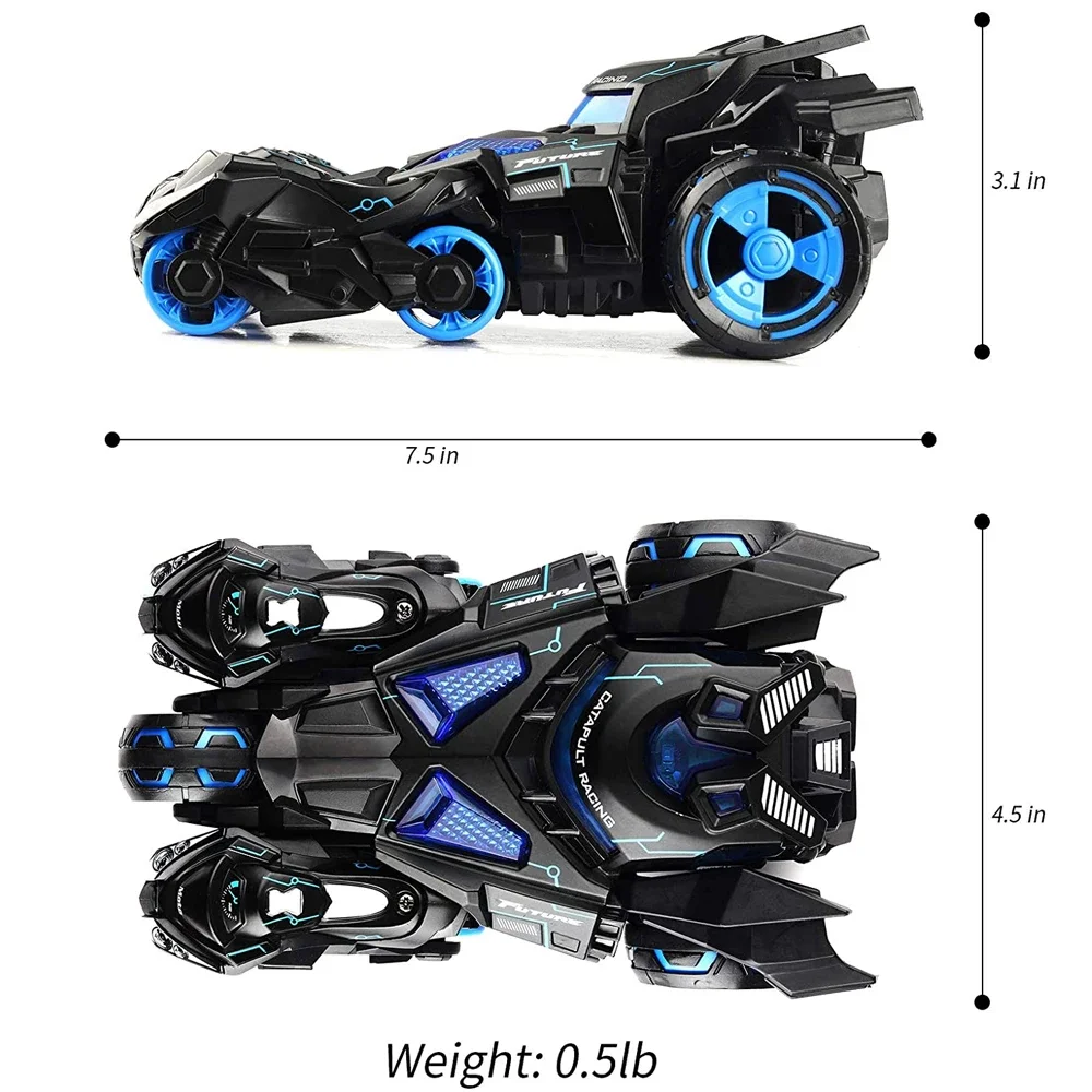 Tirare indietro l'auto pressofusa modello giocattolo velocità 1:32 catapulta Race Trinity Chariot con pulsante di espulsione luci e suoni divertenti