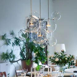 Nordic Glass Bubble Chandelier Living Room Staircase Dining Room Kitchen Bedroom Bedside Loft Creative Led Lamp Light Hanging