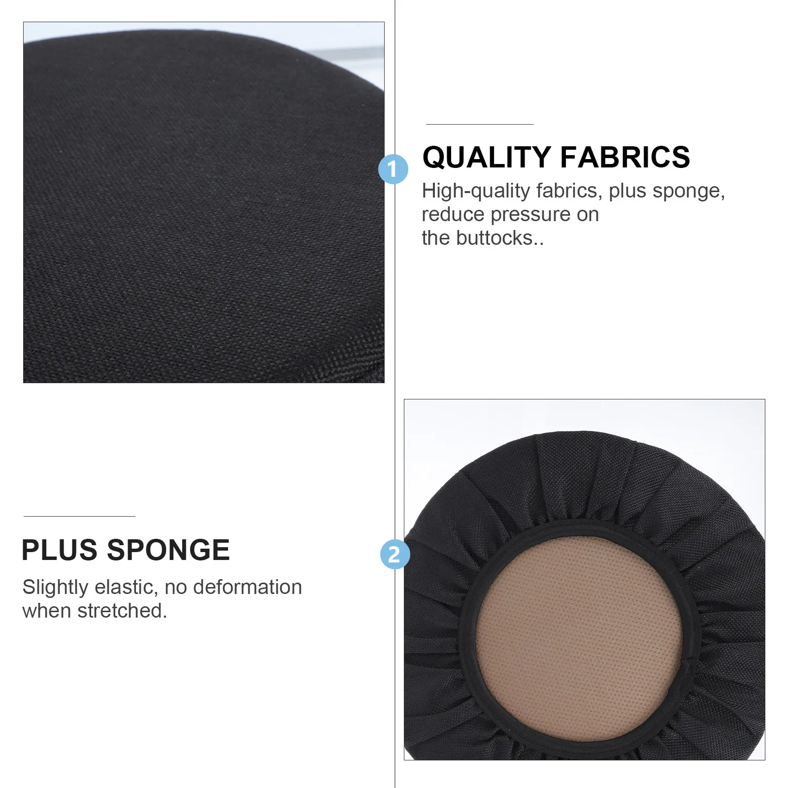 1Pcs Round Stool Cover Black Elastic Chair Seat Protector Stretch Stool Slipcover Household Office Home Chair Cloth Cover