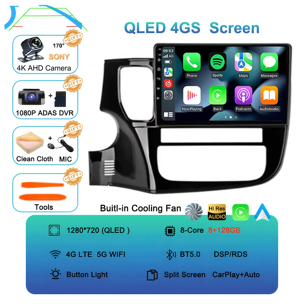 Android 16 Auto Autoradio voor Mitsubishi Outlander XL 3 2012-2018 GPS Navigatie Stereo Multimedia Videospeler Carplay WIFI+4G