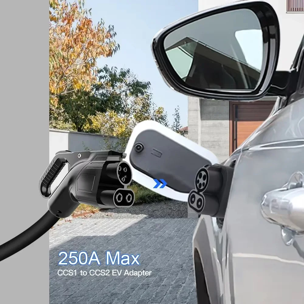CCS Combo 1 to CCS Combo 2 EV Fast Charging Adapter 250A 1000V Support DC Charging Convertor for EV Public Charging Station