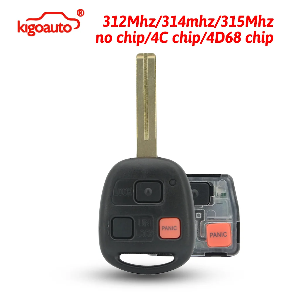 

kigoauto Remote Head Key 312/314/315MHz 4C/4D68 Chip TOY48 for Lexus RX300 GX470 LX470 1999-2009 HYQ12BBT NI4TMTX-1 HYQ1512V