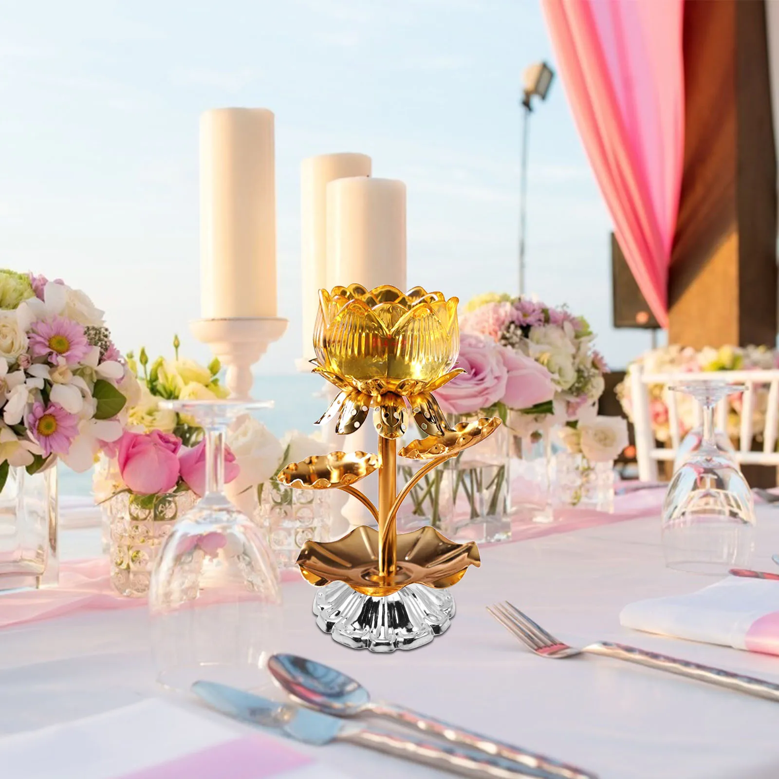 10pcs Lotus Lamp Covers Metal Silver Small Size Retro Style Home Decor Replacement Parts Chandeliers Accessories