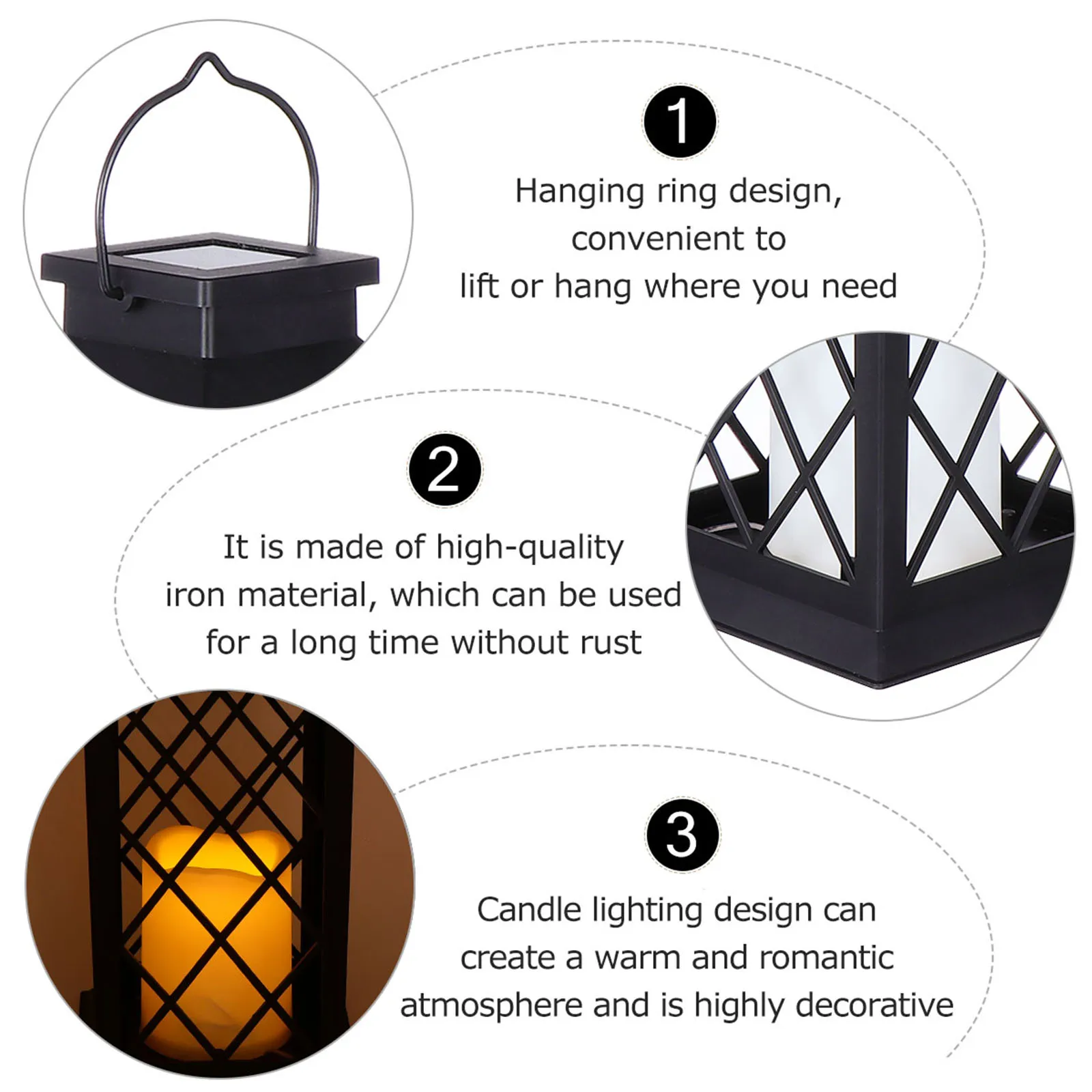 

1Pcs Solar Wind Lamp LED Vintage Hanging Light for Outdoor Garden Decor Warm Lighting Flameless Solar Lantern for Yard