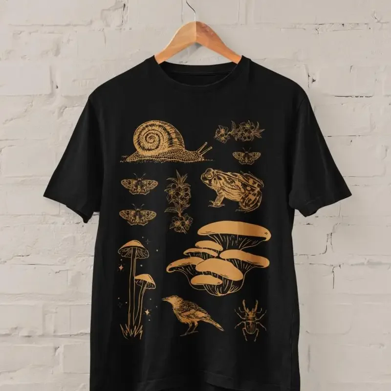 Mushroom T Shirt Snails Grunge Clothing Cottagecore Nature Lover Fungi Goblincore Foraging S