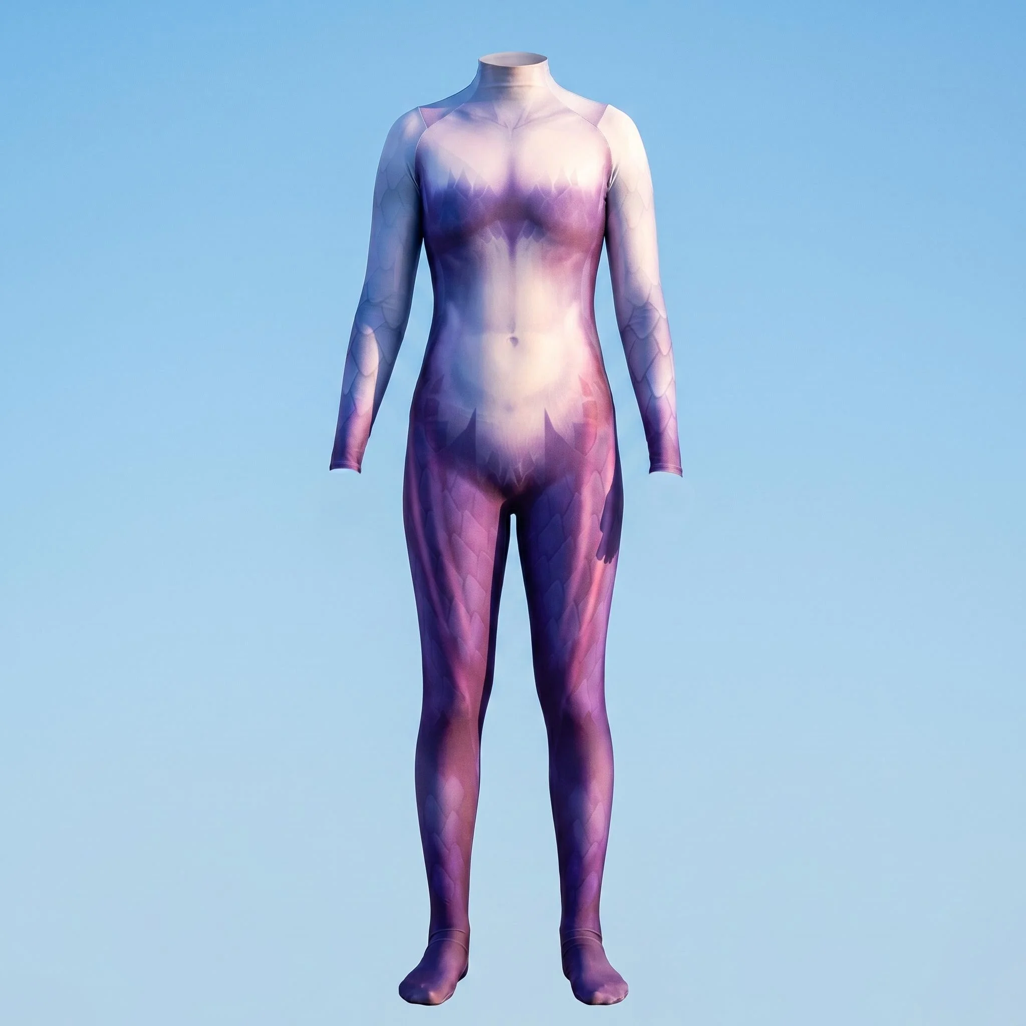 

Adult Women 3D Purple Dragon Scale Texture Print Zentai Full Bodysuit Carnival Halloween Cosplay Party Jumpsuit