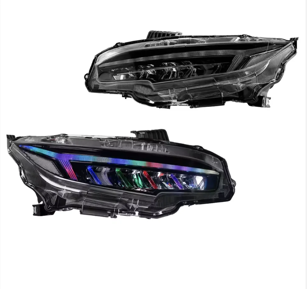 

New LED Headlight Upgrade Modified For Honda Civic 10th RGB Headlight 2016-2021 Dynamic Signal Headlight Auto Accessories