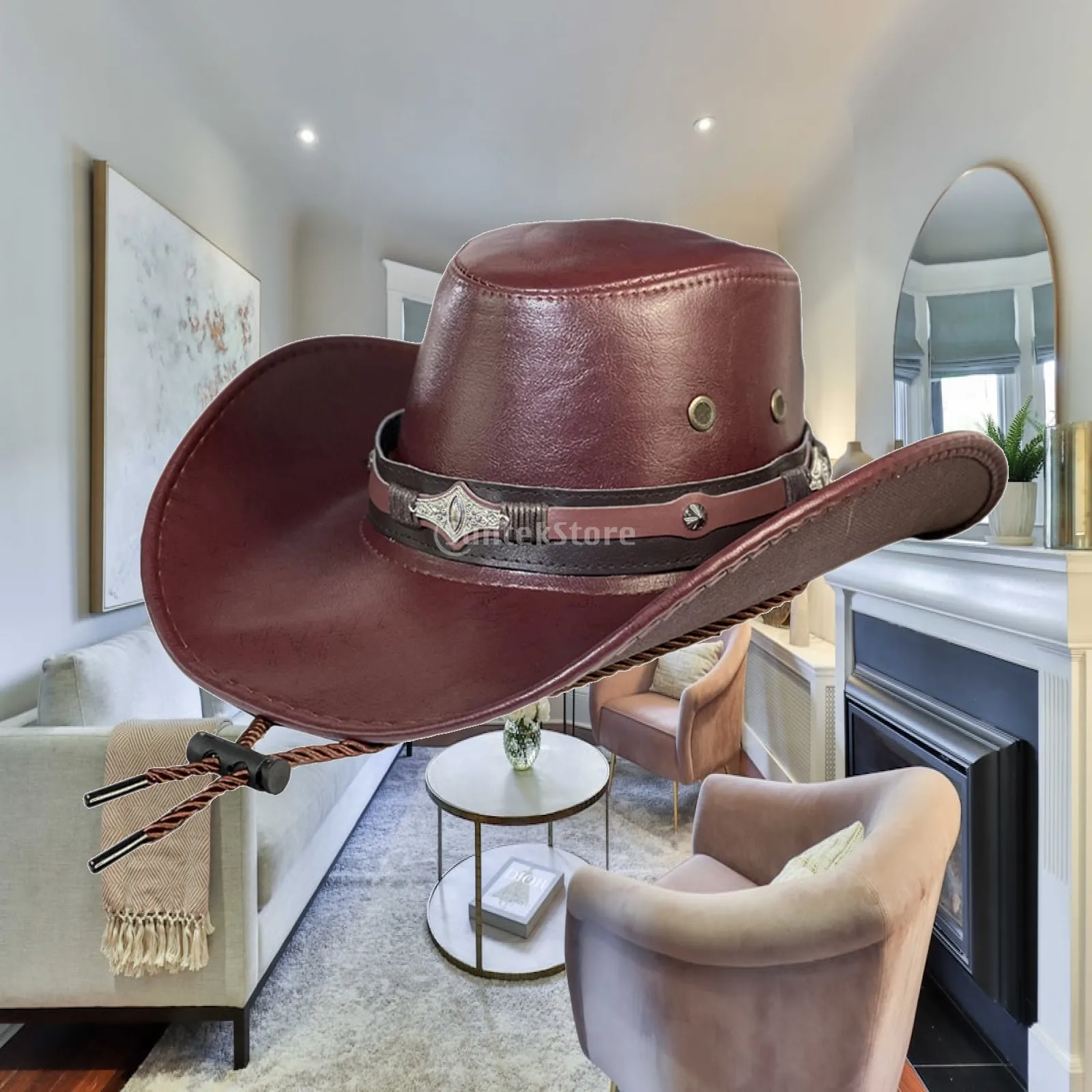 Western Cowboy Hat for Men Trendy Gentleman Jazz Hats Sun Protection Hat for Music Festival Halloween Carnival Party Fancy Dress