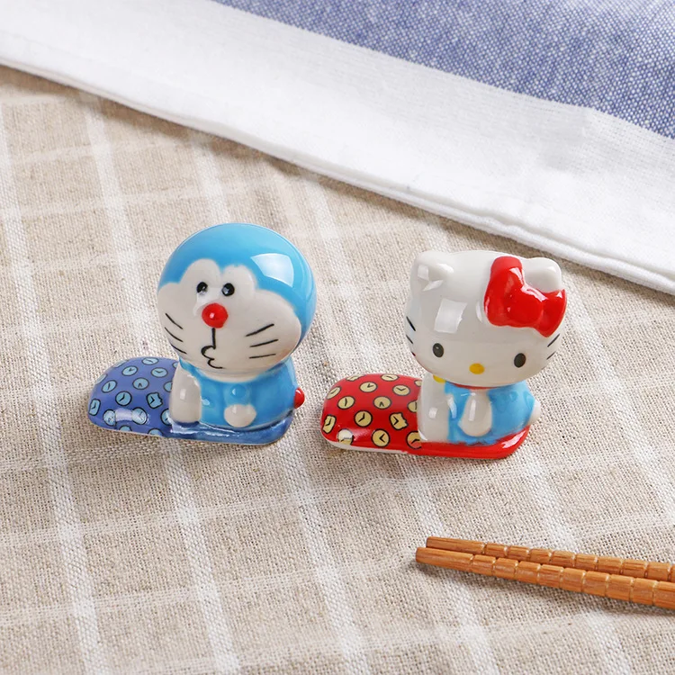 Anime Hello Kitty Chopstick Rest Ceramic Ornaments Home Accessory Cartoon Kawaii Kt Cat Model Toy Doll Rest Bracket Tableware