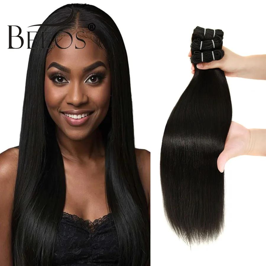 

Прямые пучки человеческих волос Yaki, пучки яки 28, 30-дюймовые пучки, бразильские наращивание человеческих волос Remy, двойной уток для чернокожих женщин