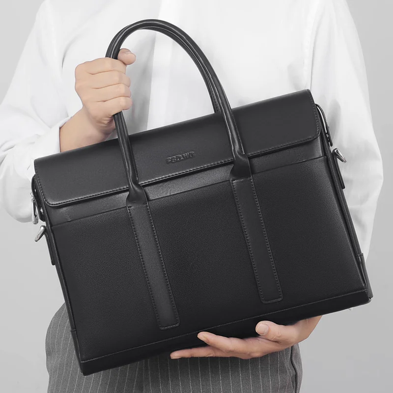 Maleta de couro genuíno de luxo para homens, bolsa de escritório de grande capacidade, bolsa masculina de ombro, bolsa para laptop