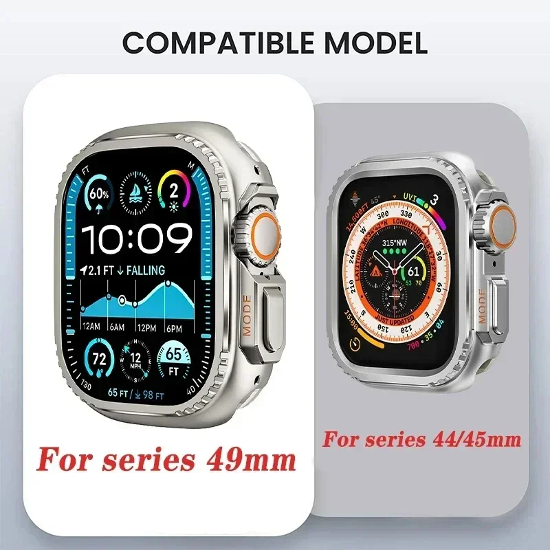 Metal Bumper Case For Apple Watch 49MM 45mm 44mm Protector Frame Cover For iWatch Series 9 8 7 6 5 4 SE Change To Ultra 2 49mm