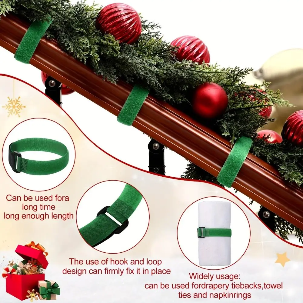 10Pcs Hook and Loop Fastening Cable Ties Flexible Self Adhesive Christmas Wreath Bundle Fastener Adjustable Reverse Buckle