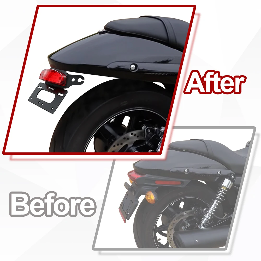 Motorcycle Rear Tail Tidy Fender Eliminator License Plate Holder W/ LED Light Street 750 2015 2016 2017 2018 For Harley Davidson view 6