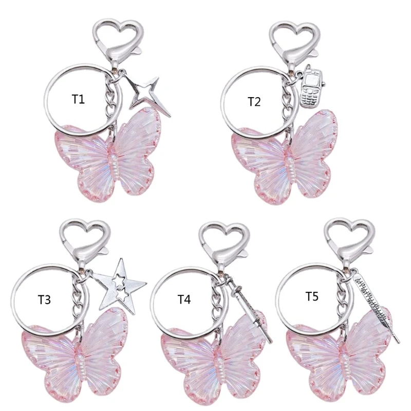 

Kawai Laser Butterfly Keychain Girl Heart Bag Pendant Wholesale Diy Keychain Keyring Accessories Keychains for Ladies