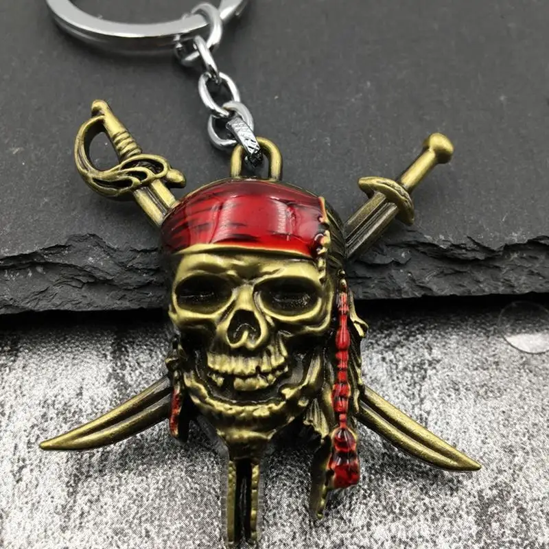 Pirates of the Caribbean Jack Sparrow animation peripheral retro punk style keychain hanging chain school bag decoration gift