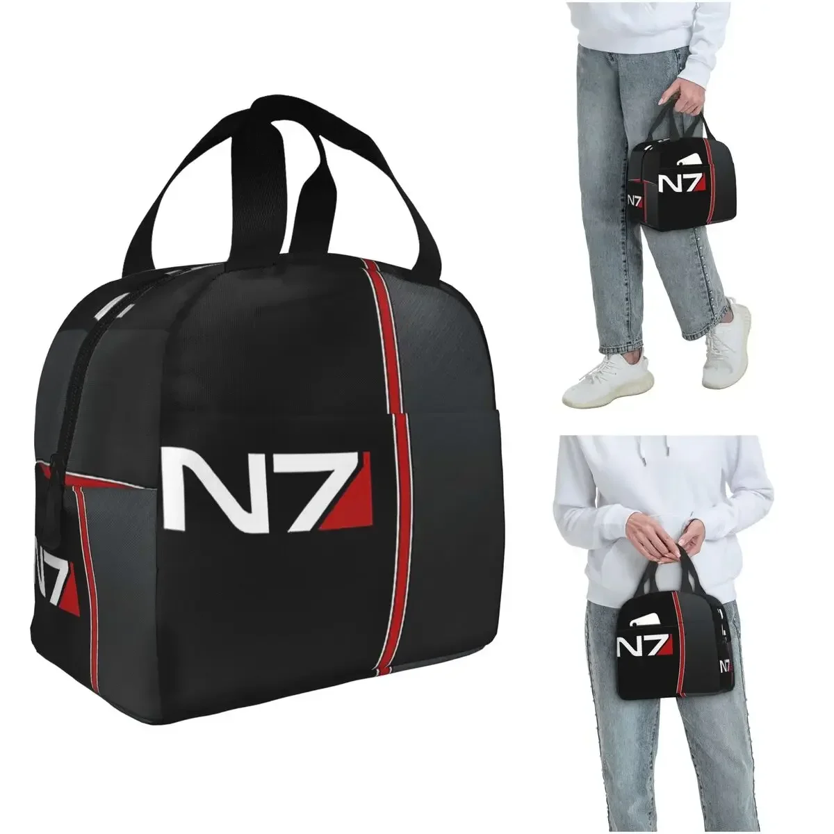 N7 Mass Effect Emblem Insulated Lunch Bag for Women Children Portable Food Boxes Thermal Lunch Box Tote