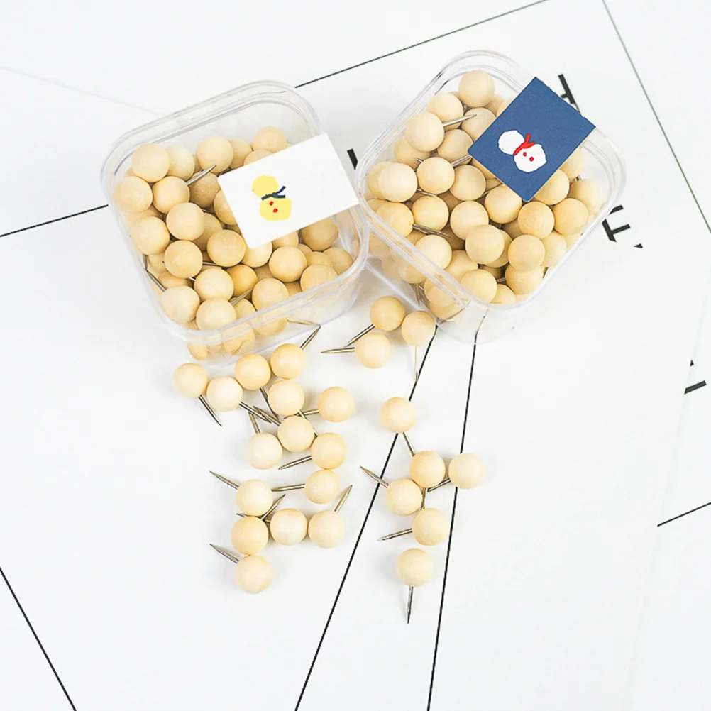 

60pcs Soft Cork Push Pins Wooden Tacks for Office Board Posters Thumb Tacks Multi Function Accessories Household