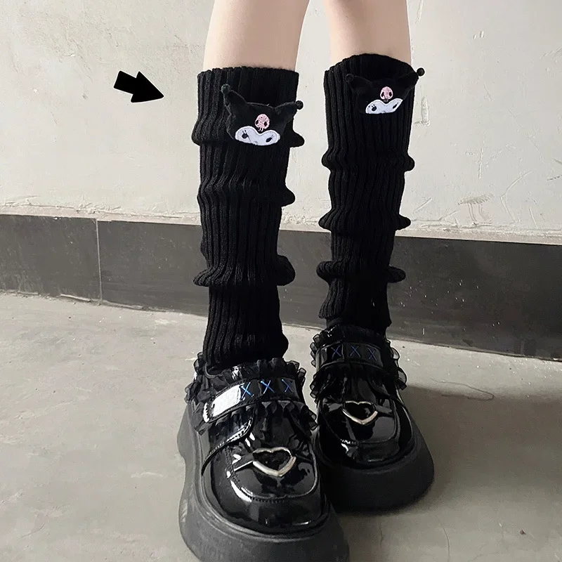 Sanrio autumn and winter Kulomi cute fashion stacking socks cover big-eared dog cartoon doll knee pads leg cover calf sockscover