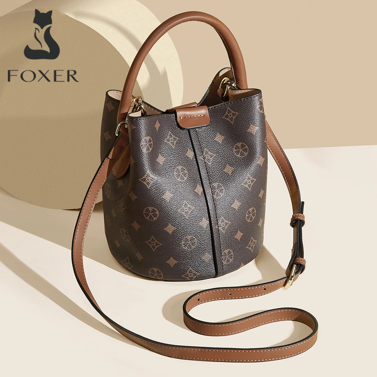

FOXER PVC Leather Classic Women's Handbag 2026 New Luxury Crossbody Bucket Bag Elegant Ladies Shoulder Tote Bag