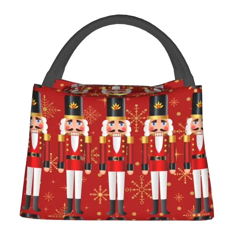 Custom Christmas Nutcracker Toy Soldier Lunch Bags Women Cooler Warm Insulated Lunch Box for Office Travel