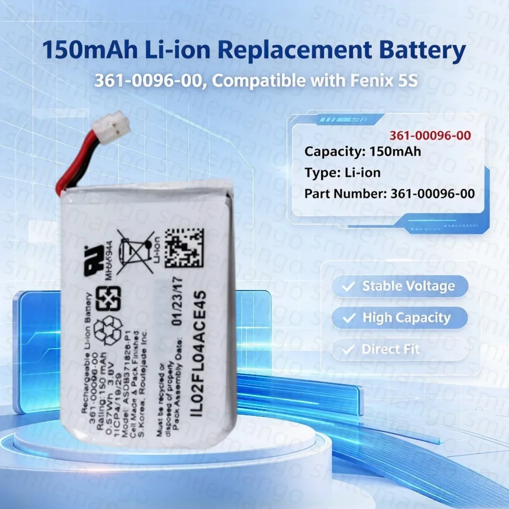 Replacement Battery 361-00096-00 For Garmin Fenix 5S 361-00097-00 For Fenix 5 Fenix 6 361-00098-00