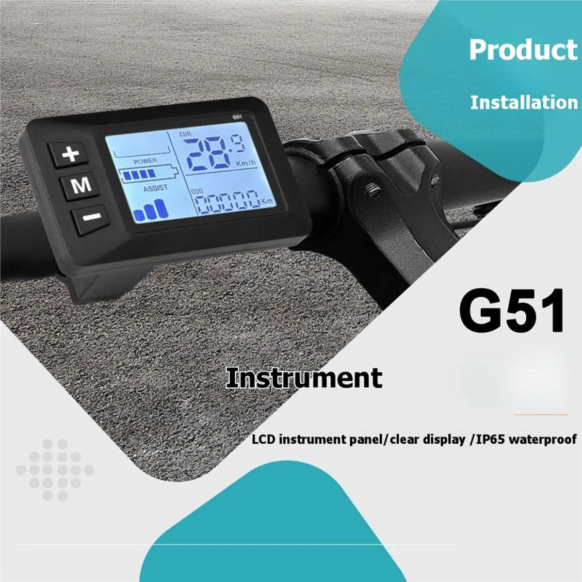 B72ABG E-Bike LCD Speedometer Display 24V-48V Throttle Control Panel Screen SM Connector for Electric Scooter Accelerator