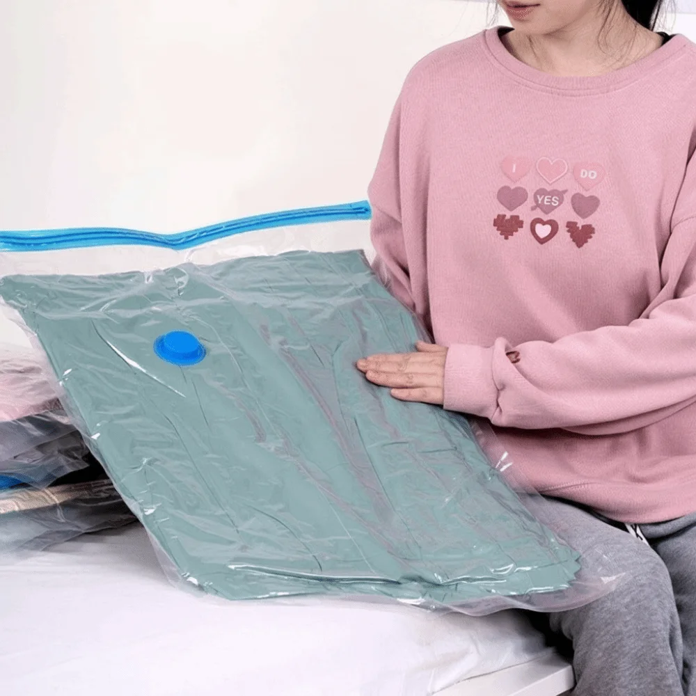 Reusable Vacuum Storage Bag Thickened Large Capacity Compression Bag Transparent Waterproof Clothes Storage Bag