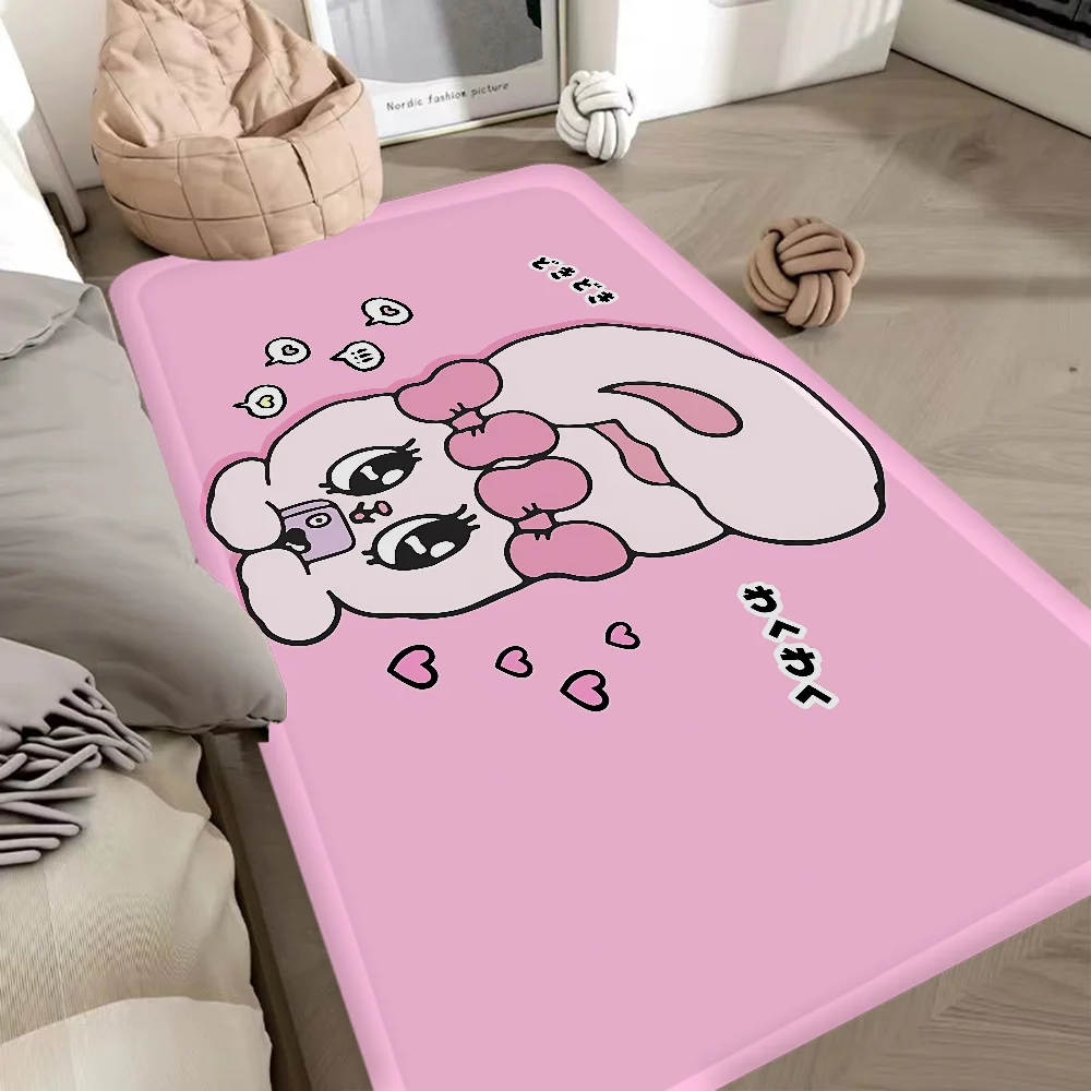 

E-Esther Bunny Floor Mat Rectangle Anti-slip Home Soft Badmat Front Door Indoor Outdoor Mat Welcome Doormat