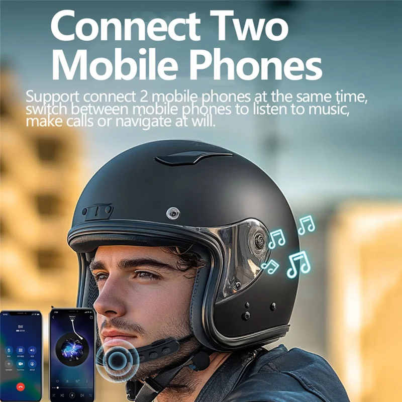 -ABAB Bluetooth Motorcycle Helmet Headset Wireless Headphones With Microphone ENC Noise Cancelling Handsfree Driving Earphone
