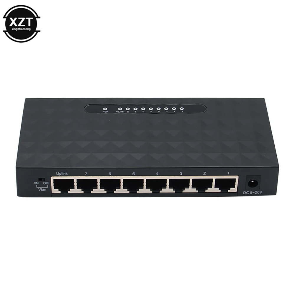 8 منافذ 1000Mbps جيجابت جهاز سويتش للشبكات إيثرنت مفتاح ذكي عالية الأداء RJ45 Hub الاتحاد الأوروبي/الولايات المتحدة الإنترنت الخائن