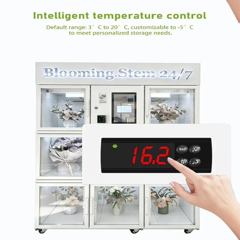 Custom Intelligent Commercial Flower Vending Machine Refrigerated Floral Preservation Cabinet Independent Dual Zones Waterproof