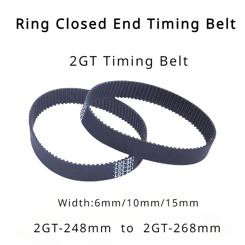 

Durable Closed Loop Rubber 2GT Timing Belt for 3D Printer - 248 250 252 254 256 258 260 262 264 268mm Length