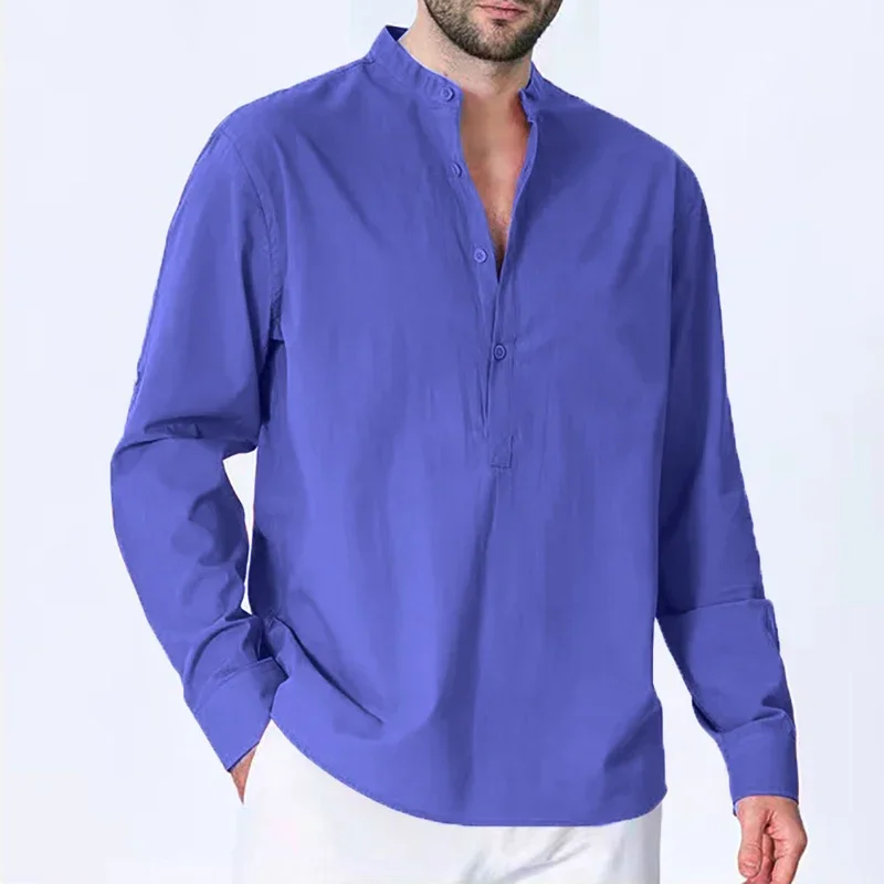 Hawaiian Large Shirts New Mens Cotton Linen Shirts for Men Casual Lightweight Shirts Long Sleeve Crew Henley Beach Shirts