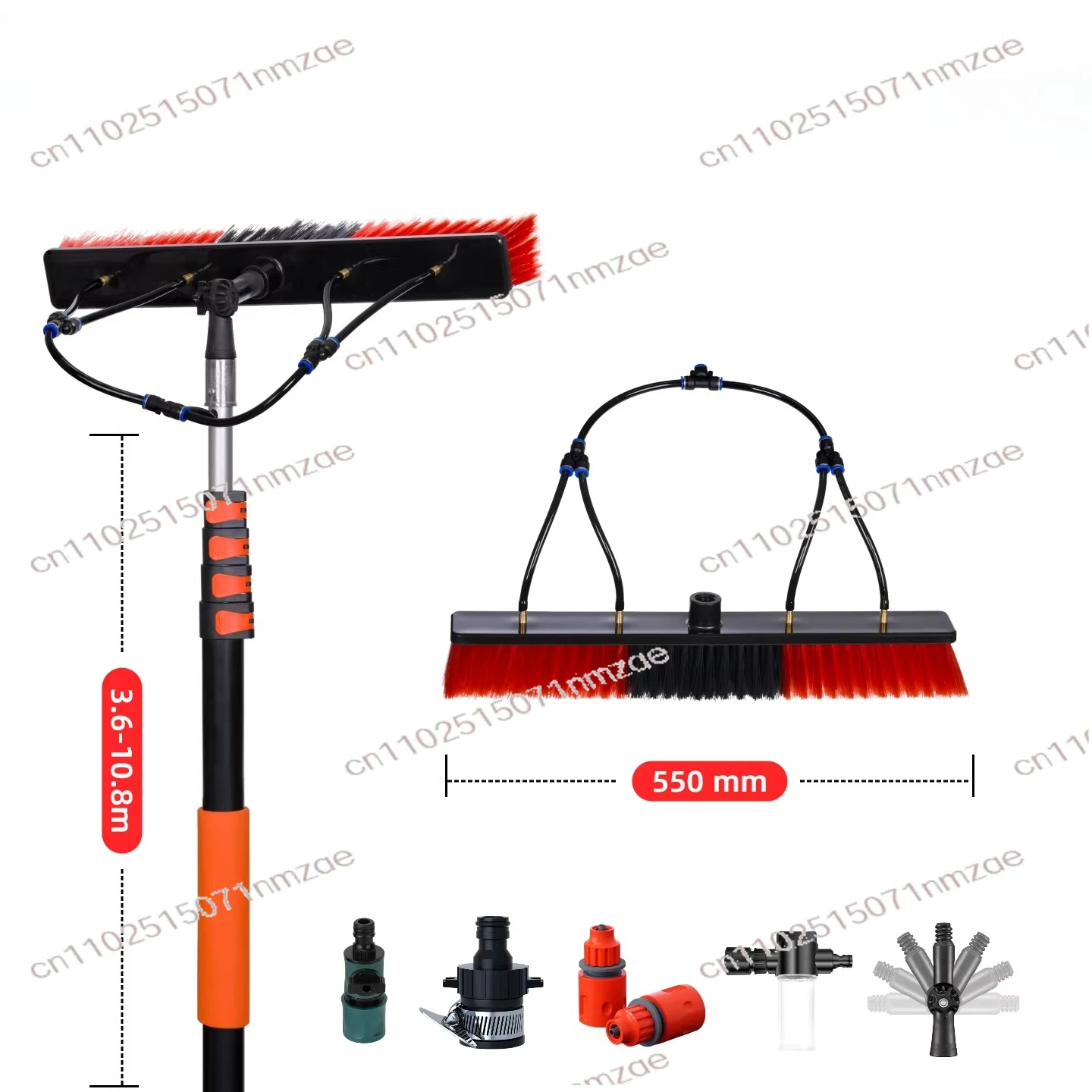 Solar photovoltaic panel glass curtain wall cleaning brush, telescopic rod water brush, cleaning tool brush set