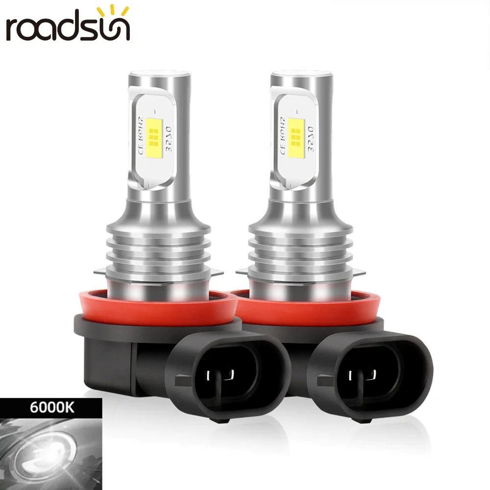 Roadsun 2 Stück Auto-Nebelscheinwerfer LED-Birnen H8 H9 H11 100W 10000LM 9005 HB3 9006 HB4 H7 6000K Canbus LED 12V Auto-Nebellampe Glühbirnen