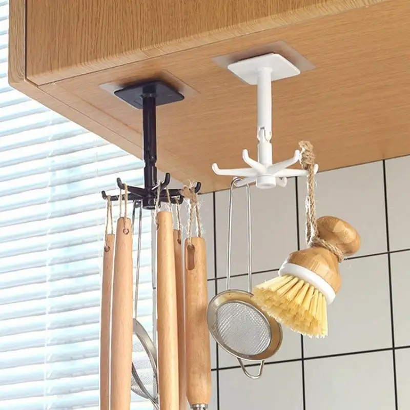 Kitchen Hook 360 Degrees Rotated Multi-Purpose Rotatable Rack Six-Claw Rack Organizer Space-Saving Spoon Hanger Accessories